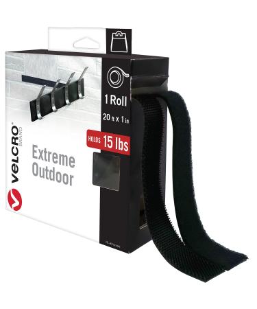 VELCRO Brand Extreme Outdoor Mounting Tape | 20Ft x 1 In  Holds 15 lbs | Strong Heavy Duty Stick on Adhesive | Mount on Brick  Concrete for Hanging  30702