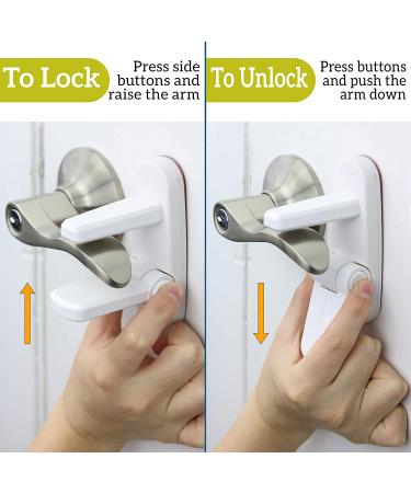 Improved Childproof Door Lever Lock (2 Pack) Prevents Toddlers From Opening Doors. Easy One Hand Operation for Adults. Durable ABS with 3M Adhesive Backing. Simple Install  No Tools Needed (White  2) White 2 - Buy Online on SooperMarket.com