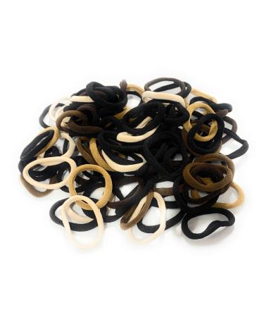 100 Assorted Seamless Elastic Hair Bobbles Hair Ties Elastics Band Ponytail Scrunchies Black Brown Classic Colours UK