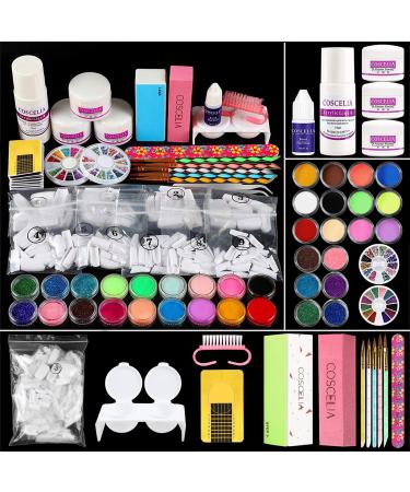 Acrylic Nail Kit with Everything for Beginners 21 Colors Acrylic Powder and Liquid Monomer Set Professional Nail Kit Glitter Powder Nail Rhinestone False Nail Brush Manicure Tools Gift for Women #2