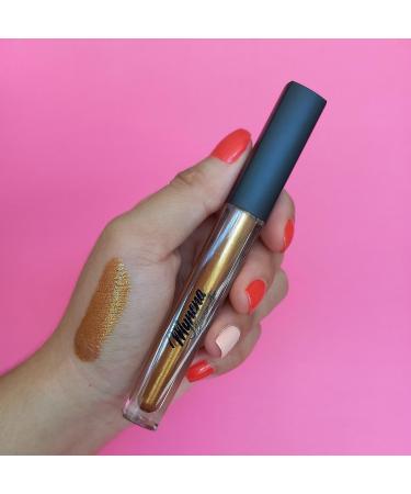 Mynena Yellow Gold Lip Gloss Topper | Shimmer Glossy Finish Liquid Lipstick with Jojoba Oil | Vegan & Cruelty-Free - Buy Online on SooperMarket.com