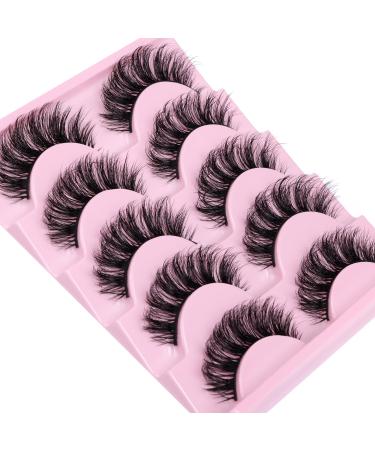 wiwoseo False Eyelashes Natural Mink Lashes Fluffy Wispy Styles Faux Mink Lashes Fluffy Styles 16MM Fake Eyelashes 5 Pairs Pack L-16MM