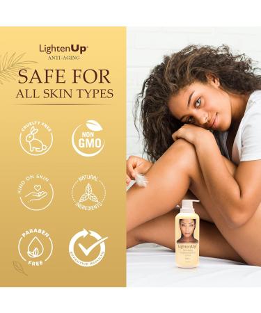 Lightenup Anti-Aging Skin Brightening Body Lotion | 13.5 Fl Oz / 400 ml | Moisturizing Cream for Elbows Armpit Private Areas Feet | with Argan Oil Shea Butter & Alpha Arbutin - Buy Online on SooperMarket.com