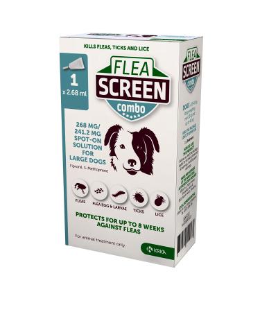 FLEA SCREEN combo Large Dog (1 Pipette): Flea Treatment for Dogs - Kills Fleas Flea Eggs & Ticks - Provides 4 Weeks Flea and Tick Treatment for Large Dogs (20-40kg).