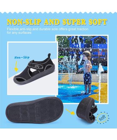 STQ Kids Water Shoes Quick-Dry Slip-On Sandals - Size 7 Toddler, All Black - Buy Online on SooperMarket.com