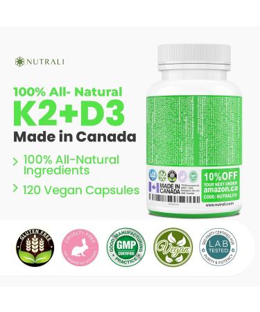 Max Strength Vitamin D3 + K2 1000 IU with MK-7 120mcg - D3 + K2 Vitamin for Heathy Strong Bones Teeth & Immune Support 120 Vegan Capsules 120 count (Pack of 1) - Buy Online on SooperMarket.com