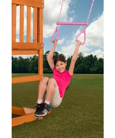 Ultimate Trapeze Bar with Rings - 6 Colors | Easy to Install | 250lb Capacity | DIY Swingset Accessory - Yellow - Buy Online on SooperMarket.com
