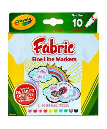 Crayola Fabric Markers, At Home Crafts for Kids, Fine Tip, Assorted Colors, Set of 10