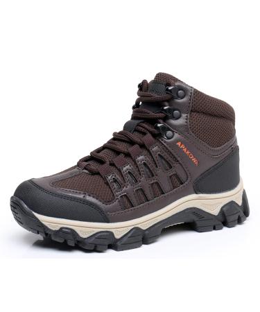 Apakowa Unisex-Child Boys Girls Hiking Boots Outdoor Ankle Adventure Trekking Shoes (Little Kid/Big Kid) 3 Little Kid Brown
