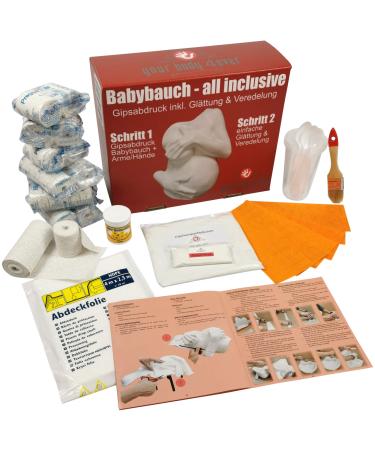 ALL-INCLUSIVE | Baby belly plaster cast set including smoothing & finishing | Complete set for a 1A belly cast of pregnancy