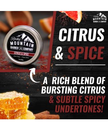 Rocky Mountain Barber Company Solid Cologne for Men Citrus & Spice Scent 2 Oz Size - Made with Coconut Oil Shea Butter - Long-Lasting Scent - Buy Online on SooperMarket.com