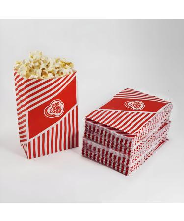 Popcorn bags popcorn box bags candy bar bag wedding paper sweets boxes for party paper container red white striped snack box gift children (red 120 pieces)
