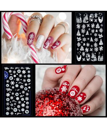 4 Sheets Christmas Nail Art Stickers 5D Embossed Snowflake Nail Decals Self-Adhesive Nail Stickers with Tweezers DIY Christmas Nail Design Decoration for Women Girls Style1 - Buy Online on SooperMarket.com