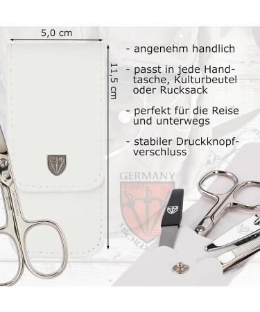 Three Swords Capri Nail Care Set - 4 Pcs High Quality Manicure & Pedicure Kit | White Synthetic Leather - Nail Scissors Clippers Tweezers Sapphire File - Buy Online on SooperMarket.com