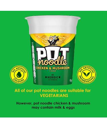 Chicken & Mushroom Pot Noodle Multipack - Pack of 12 x 90g Instant Pot Noodles with Topline Card. Chicken Soup Snack Pots Bulk Buy for Camping Food Picnics or School Holidays. - Buy Online on SooperMarket.com