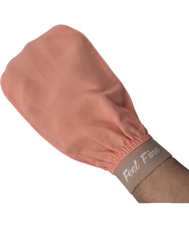 Turkish 100% Silk Exfoliating Gloves - Body Scrub Mitt for Men and Women by Feel Fine - Salmon Pink - Buy Online on SooperMarket.com