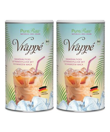 Vrapp Maca cocoa coffee substitute ice coffee powder (organic vegan raw) superfood drink powder such as Frappe Cold Greek Instant coffee ice cream cafe caffeine-free-iced no-coffee |Pureeraw 360g ( 2x 180g) Vrapp (Kakao-Maca) 180 g (2 pack)