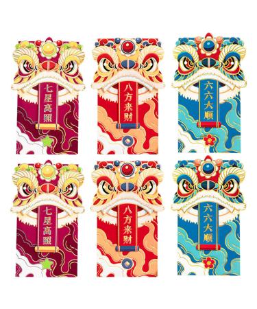 AWHAO 6X 2024 Chinese New Year Red Envelopes Red Pockets Delicate Hong Bao for Spring Festival Graduation Gifts Birthday Holiday Style A