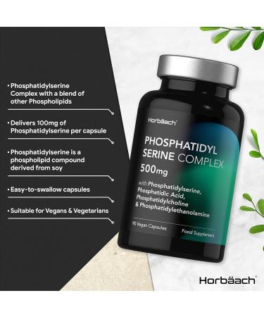 Phosphatidylserine Supplement 500mg | 90 Vegan Capsules | Phosphatidylcholine Complex | No Artificial Preservatives - Buy Online on SooperMarket.com