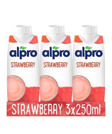 Alpro Soya Strawberry Plant-Based Long Life Drink Vegan & Dairy Free 3 x 250ml