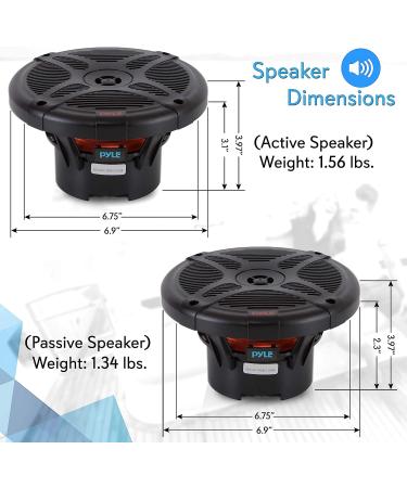 Pyle 6.5 Inch Bluetooth Marine Speakers - Weather Resistant Outdoor Audio System, 600W Power, Low Profile Design - Black, 1 Pair - Buy Online on SooperMarket.com