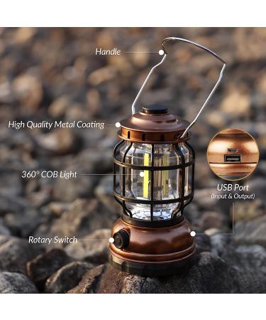 Rechargeable 1500LM Dimmable LED Camping Lantern - Waterproof Vintage Lantern for Outdoor Hiking & Emergencies - Buy Online on SooperMarket.com