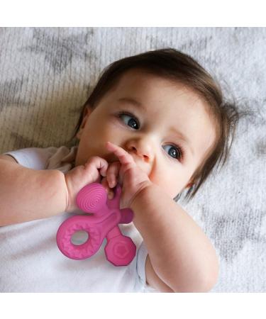 Smilo Champ Baby Teether - Soft Silicone Teething Toy for Babies 3+ Months - 5 Textured Structures for Gum Massage - Plum - Buy Online on SooperMarket.com