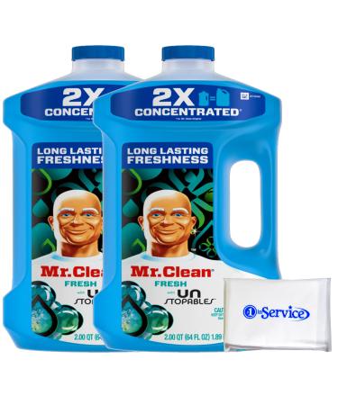 Mr Clean Multi Purpose Unstopables Fresh Liquid Cleaner Professional Household Non-Toxic Hardwood Floor Cleaner 64 Ounce New and Improved 2X Concentrated Solution NOIS Tissue Pack 2 Pack