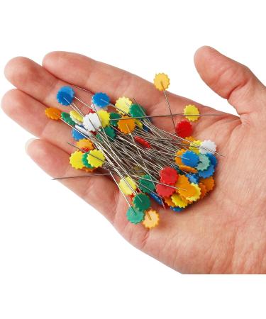 200 Dark Flower Head Straight Sewing Pins for DIY Projects and Quilting - Assorted Colors - Buy Online on SooperMarket.com