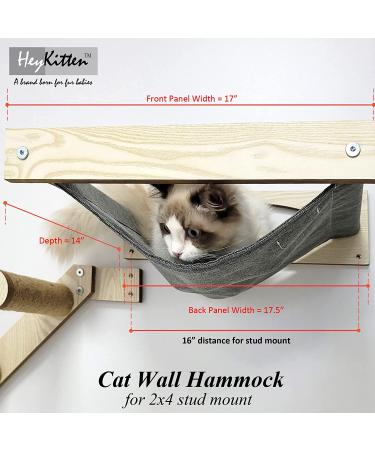 HeyKitten Stud Mounted Cat Hammock & Climbing Stairs Combo - Lounging, Napping, Playing & Jumping Solution - Buy Online on SooperMarket.com