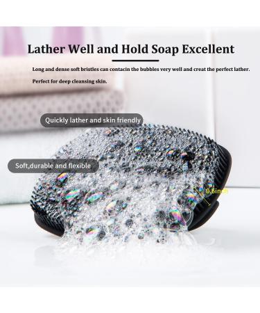 HieerBus Silicone Body Scrubber Flat Shower Brush Gentle Exfoliating and Massage Long Bristles Lathers Well and More Hygienic Than Traditional Loofah 1 Pack (Black) 3rd-black - Buy Online on SooperMarket.com