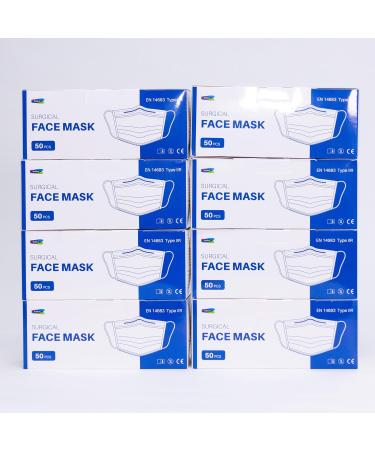 Show-me Type IIR fluid resistant surgical Face Masks Disposable Face Masks For Everyday Use Essential Face Mask For Bacterial protection Pack of 400 Colour - White One Size 8 count (Pack of 50) - Buy Online on SooperMarket.com