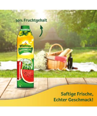 Pfanner Watermelon Bulk Pack - Refreshing Soft Drink with 30% Fruit & Vitamin C (8 x 1L) - International Shipping Available - Buy Online on SooperMarket.com