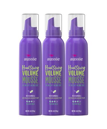 Aussie Mousse, with Bamboo & Kakadu Plum, Headstrong Volume, For Fine Hair, 6 fl oz, Triple Pack