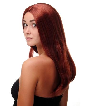 WIG ME UP Women's Long Straight Wig - Dark Copper Red - 60 cm Middle Parting - International Shipping Available - Buy Online on SooperMarket.com
