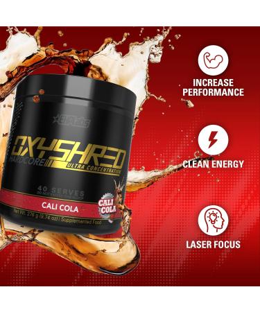 EHPlabs OxyShred Hardcore Thermogenic Pre Workout Shredding Supplement - Promotes Shredding Energy Booster Pre-Workout Mood Booster - Cali Cola 40 Servings - Buy Online on SooperMarket.com
