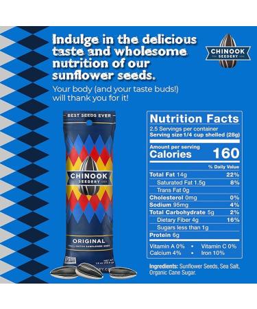 Chinook Seedery Roasted Jumbo Sunflower Seeds - Keto Snacks Gluten-Free Non-GMO Original Flavor 1.5 oz (36-Pack) - Buy Online on SooperMarket.com