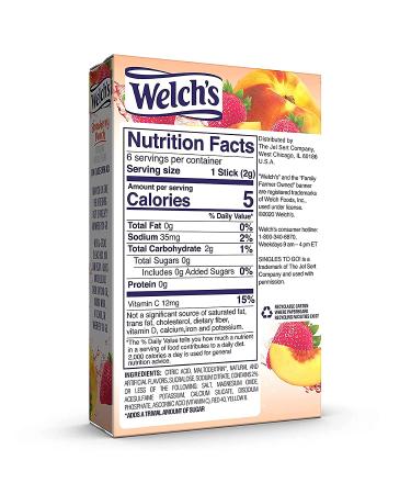 Welch's Singles To Go Water Drink Mix - Powder Sticks  Strawberry Peach  0.48 Ounce (Pack of 12) - Buy Online on SooperMarket.com