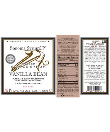 Sonoma Syrup Co Vanilla Bean Infused Syrup - 25.4 Fl Oz for Coffee, Cocktails, & Cooking - Buy Online on SooperMarket.com