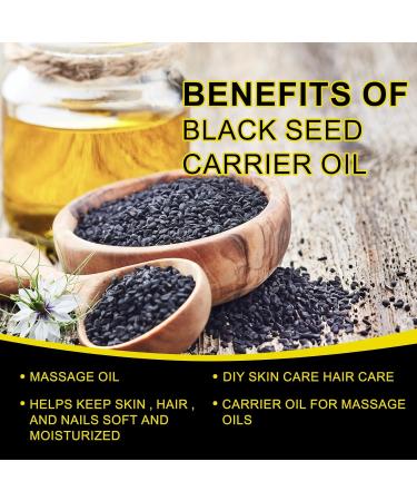 Organic Black Seed Oil - 100% Pure Natural & Cold Pressed Liquid Black Cumin Seed Oilwith Omega 3 6 9 Antioxidant and Thymoquinone for Hair Growth - Buy Online on SooperMarket.com