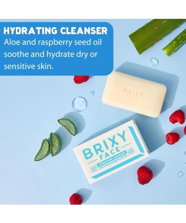 BRIXY Hydrating Facial Cleansing Bar for Dry Skin | Aloe & Raspberry Seed Oil | Ceramide & Niacinamide | Soap-Free & pH Balanced - Buy Online on SooperMarket.com