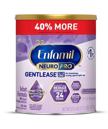 Enfamil NeuroPro Gentlease Baby Formula, Brain and Immune Support with DHA, Clinically Proven to Reduce Fussiness, Crying, Gas & Spit-up in 24 Hours, Non-GMO, Powder Refill Box, 30.4 Oz