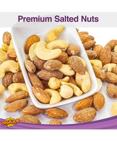 Snaxs Roasted Salted Mixed Nuts 12 x 40g - Almonds Brazil Nuts Cashews Peanuts and Hazelnuts Nuts Snacks - Healthy Kosher Nuts with Fibre Protein and Minerals - Ideal for Snacking - Buy Online on SooperMarket.com