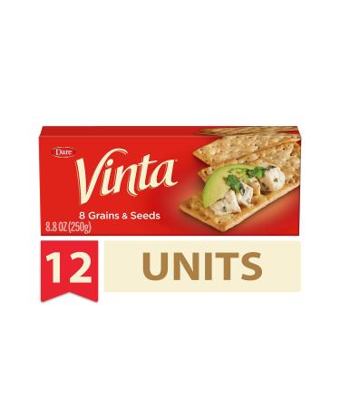 Vinta Crackers, Original  Delicious Bold Taste of 8 Grains and Seeds  No Artificial Flavors, No Cholesterol, Peanut Free - Delicious Plain or Topped, 8.8-ounce. (Pack of 12 )