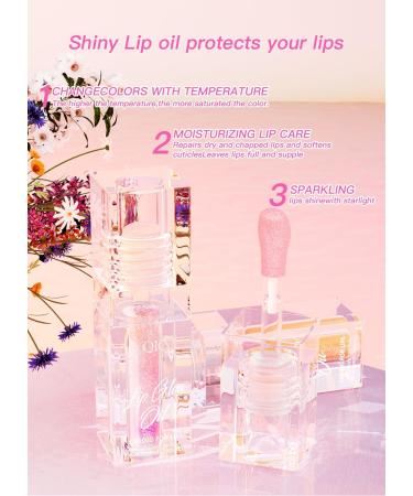 Petansy Color Changing Lip Oil Set | Hydrating Plump Gloss | 3 Natural Shades | Big Brush Tint - Buy Online on SooperMarket.com