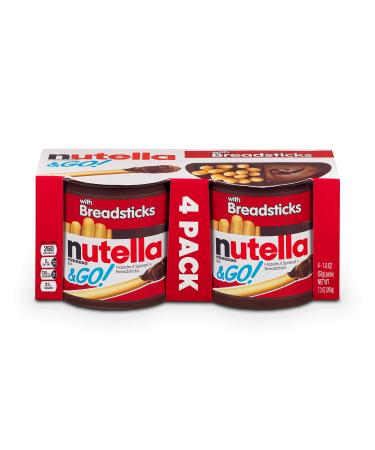 Nutella And Go Snack Packs, Chocolate Hazelnut Spread With Breadsticks, Perfect Bulk Snacks For Kids' Lunch Boxes, Great For Holiday Stocking Stuffers, 1.8 Ounce (Pack Of 4)