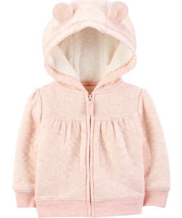 Simple Joys by Carter's Baby Girls' Hooded Sweater Jacket with Sherpa Lining Fleece 12 Months Pink