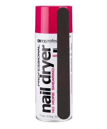 Onyx Professional Coconut Scented Spray Nail Dry with Nail File Nail Dryer Dries Nail Polish Prevents Smearing & Conditions Cuticles 7.5 Oz