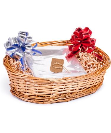 DIY Wicker Gift Hamper Kit - Oval Basket for Christmas, Weddings, Baby Showers - Natural - Buy Online on SooperMarket.com