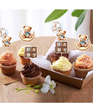 Cyodoos 36 PCS Baby Shower Bear Cupcake Toppers Selection Baby Bear Theme Baby Shower Decorative Supplies Jungle Animal Theme Baby Shower Birthday Party Cake Decorative Supplies blue Blue1 - Buy Online on SooperMarket.com